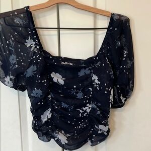 Elegant Navy Floral Women's Top